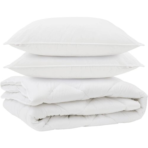 VidaXL odeja za vse sezone z blazino 3 pcs Bela Mikrovlakna, (5000148494) Slike