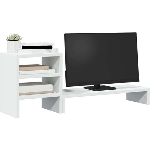 VidaXL Stalak za monitor sa stolnim organizatorom bijeli drveni Slike