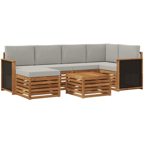  Set vanjskih sofa 6 kom. Prirodna i svjetlosiva Slike