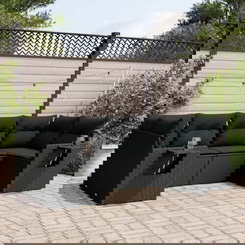 vidaXL 6-dijelni set vrtnih sofa s jastucima crni od poliratana Cijene