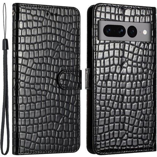 INORCO Usnjen ovitek s stojalom za Google Pixel 7 Pro 5G, etui za telefon z zasnovo denarnice v obliki krokodilje teksture s paščkom, (22034582) Cene