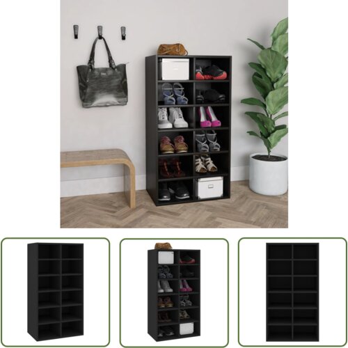 The Living Store Stojalo za čevlje črno 54x34x100,5 cm konstruiran les - Omarica Za Čevlje, (21744439) Slike