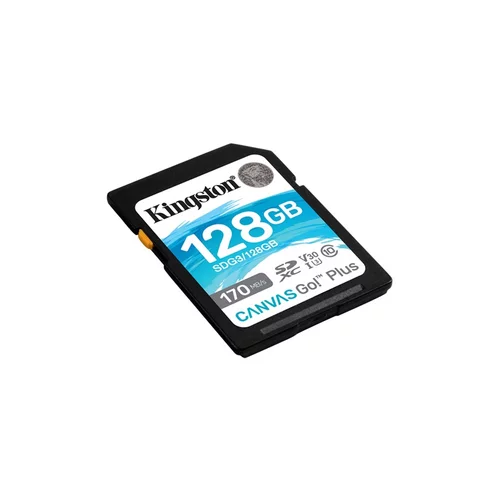 Kingston SDXC 128GB Canvas GO Plus, 170/90MB/s, C10, UHS-I, U3, V30 SDG3/128GB