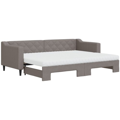 vidaXL Izvlečna dnevna postelja z vzmetnico taupe 80x200 cm blago, (20936605) Cene