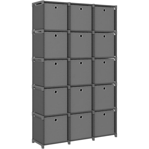 VidaXL regal s 15 &amp;scaron;katlami siv 103x30x175,5 cm blago Slike