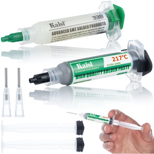 Rosfix SET SPAJKALNI KOMPLET FLUX 338 IN TEKOČA SPAJKA 217&deg;C &ndash; 2X BAT, 2X IGLA | ZA GSM IN BGA, (5000075812) Cene