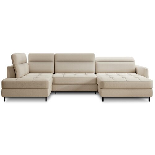 ELTAP Bež žametna raztegljiva/s prostorom za shranjevanje kotna sedežna garnitura (levi kot/v obliki črke "U") Berrto – Cene