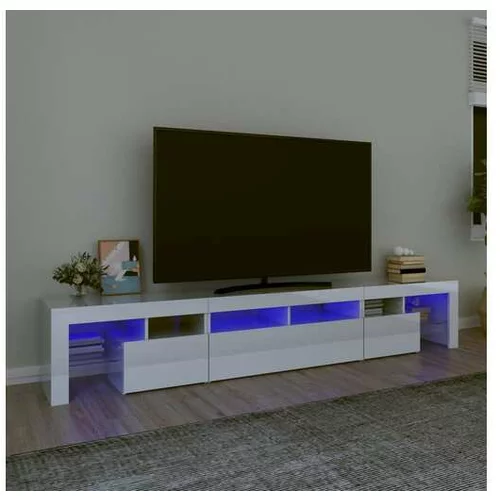  TV omarica z LED lučkami visok sijaj bela 230x36,5x40 cm