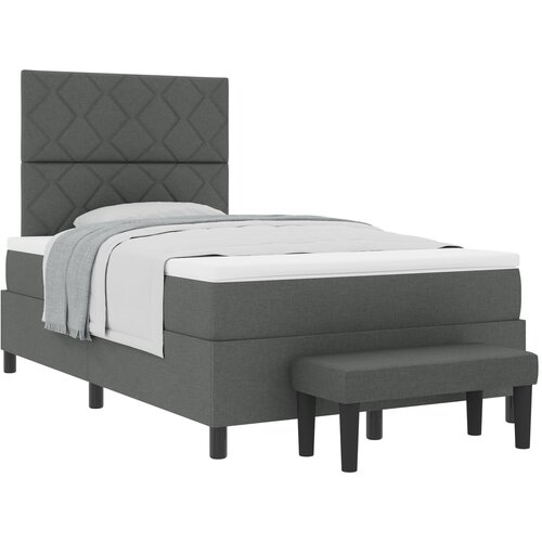 VidaXL Vzmetnica za posteljo z vzmetnico in klopjo temno siva 120x200 cm tkanina, (22083213) Slike