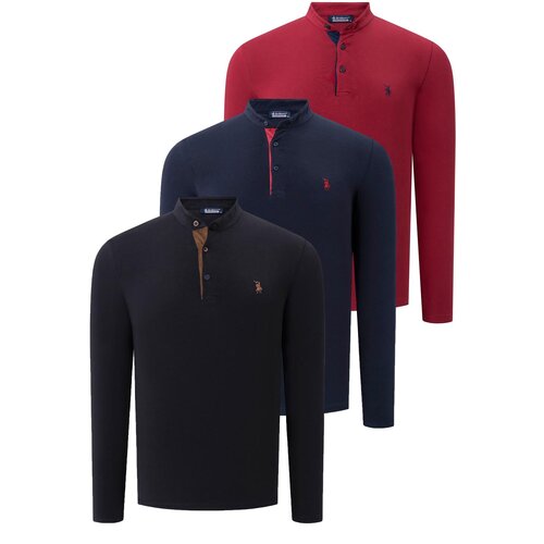Dewberry TRIPLE SET V4009 MENS SWEATSHIRT-BLACK-LACQUERED-BURGUNDY Cijene