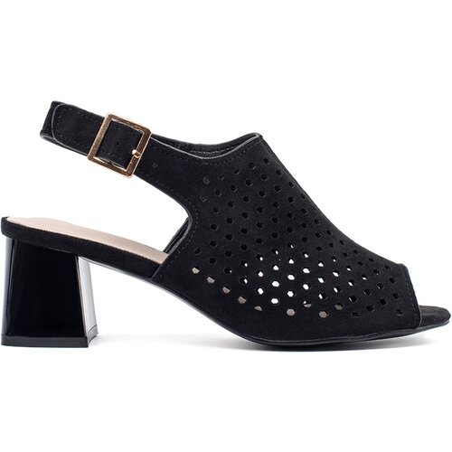 GOODIN Black suede heeled sandals Slike