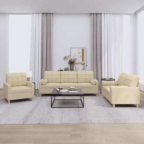  3-dijelni set sofa s jastucima krem od mikrovlakana Cijene