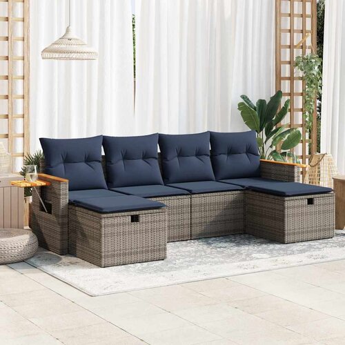 vidaXL 6-dijelni set vrtnih sofa od poliratana s jastucima sivi Cijene