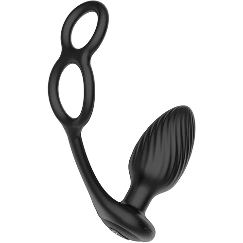 Nexus - TORNADO Rotating Plug with Cock & Ball Rings - Black