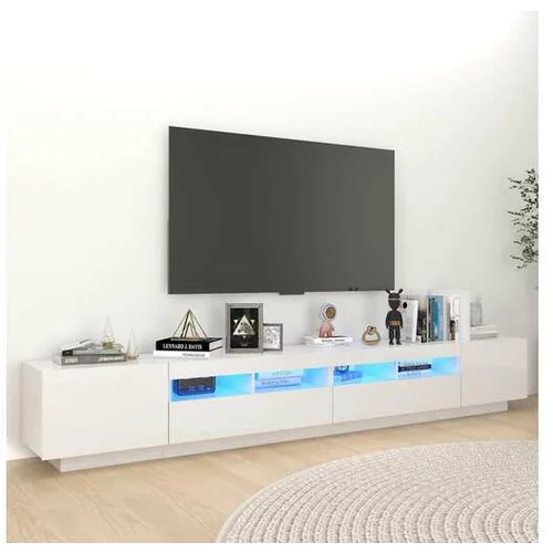  TV omarica z LED lučkami visok sijaj bela 260x35x40 cm