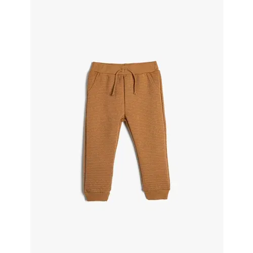 Koton Basic Sweatpants Textured Cotton Tie Waist