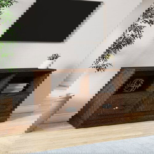 VidaXL TV omarica rjavi hrast 80x35x50 cm inženirski les Slike