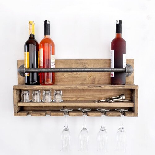 Hanah home Boruraf216 WalnutBlack Pipe Shelf Cene