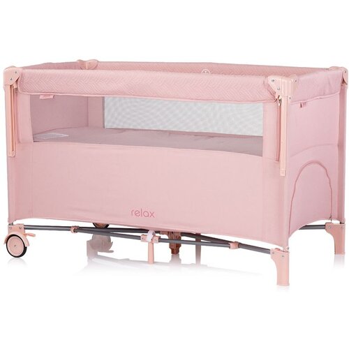Chipolino putni krevetić s pomičnom stranicom Relax Pink Marshmellow Linen Slike