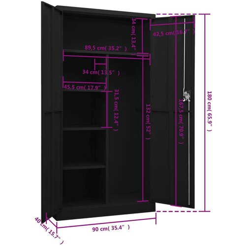 VidaXL Omara s ključavnico črna 90x40x180 cm jeklo Slike