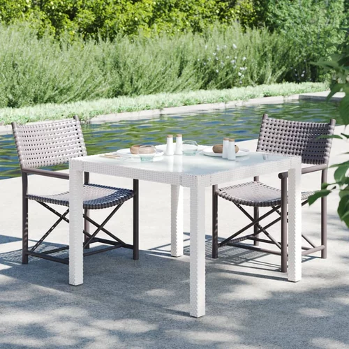  Vrtni stol 90x90x75 cm od kaljenog stakla i poliratana bijeli