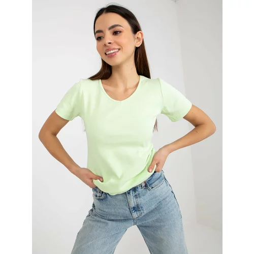 Fashion Hunters Basic lime green ribbed blouse with short sleeves