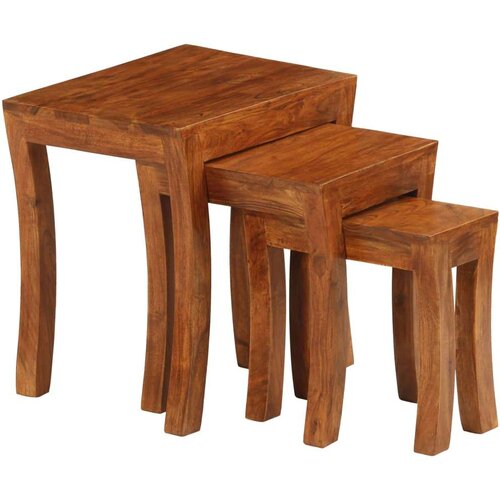 3 Komplet mizic 3 kosi trden akacijev les 50x35x50 cm rjave barve Slike