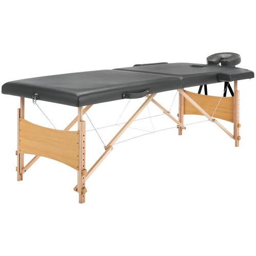  Masažni stol s 2 zone i drvenim okvirom antracit 186 x 68 cm Slike