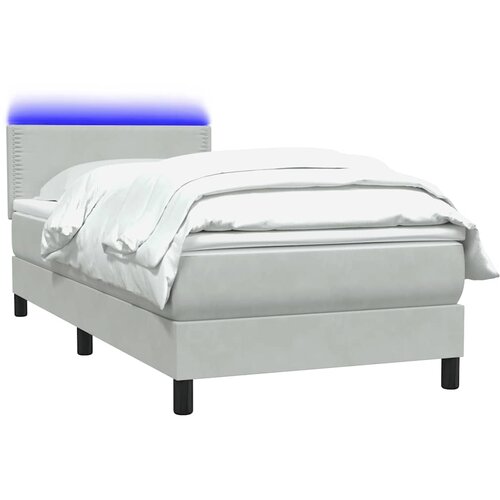 Box Spring krevet s madracem i LED svijetlo sivi 80x210 cm bar&amp;scaron;un Slike