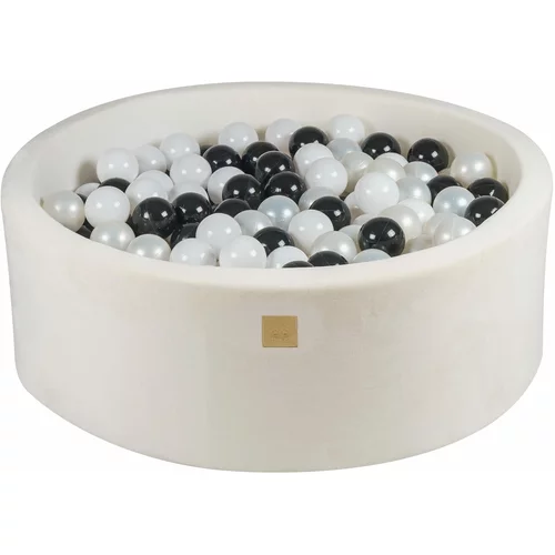 MeowBaby ® Okrogli bazeni iz pene H30cm Supersoft Velvet White, 200 žogic: bela/biserno bela/črna, (20733783)
