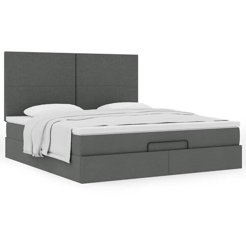 VidaXL Otomanski krevet s madracem tamnosivi 160x200cm od tkanine Slike