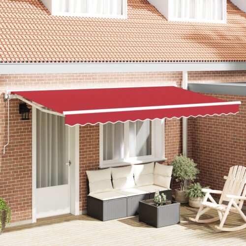  Skrovita tenda Crvena 400x200 cm Poliester i aluminij i tkanina Cijene