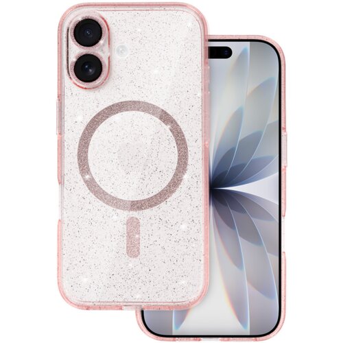 Onasi Silikonski ovitek Glitter MagSafe za iPhone 17 - prozorno roza z ble&scaron;čicami Cene