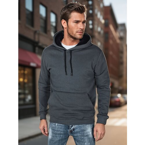 DStreet Bluza męska basic z kapturem ciemnoszara Slike
