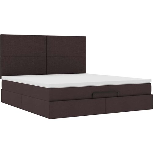 VidaXL Otomanski krevet s madracem tamnosmeđi 160x200cm od tkanine Slike