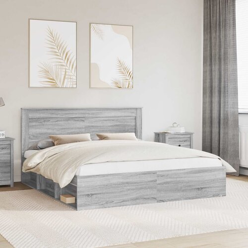  Krevetna konstrukcija s uzglavljem Siva Sonoma 200 x 200 cm Cijene