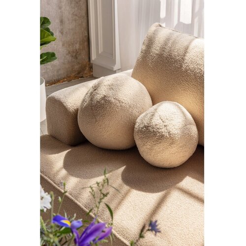 Bonami Selection Modra raztegljiva sedežna garnitura iz tkanine boucl&amp;eacute; 247 cm Quinoa &amp;ndash; Slike
