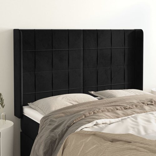  Uzglavlje s u&scaron;ima crno 147x16x118/128 cm bar&scaron;unasto Cene