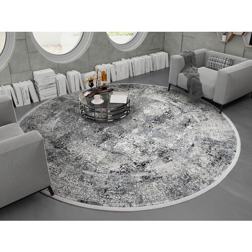 Dieter Knoll TKANA PREPROGA Avignon 200/200 cm tkano temno siva Slike