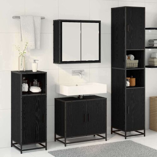 VidaXL set namje&amp;scaron;taja za kupaonicu 4 pcs crni hrast 65 x 33 x 60 cm Slike