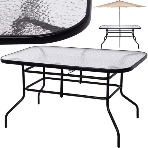Springos stakleni vrtni stol 120 x 70 x 70 cm crni Slike