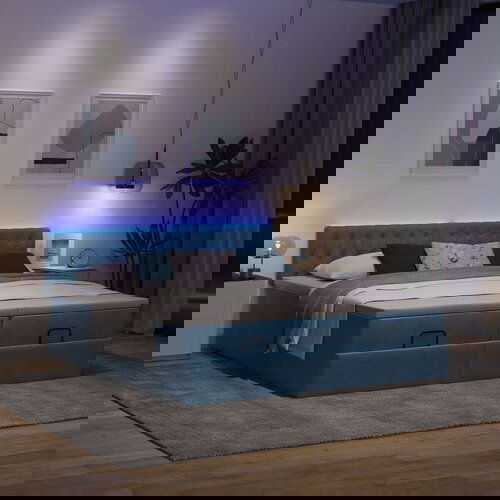  Otomanski posteljni okvir z vzmetnicami moder 160x200 cm žamet, (21653210) Cene