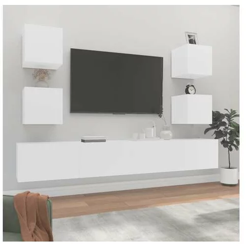  Komplet TV omaric 6-delni bel inženirski les