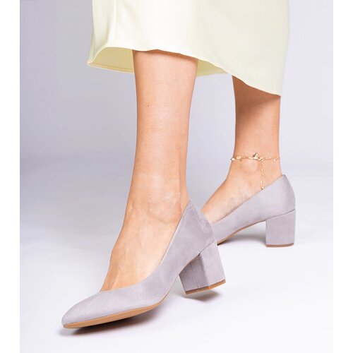 Gemre Telis classic gray eco-suede block heels Cene