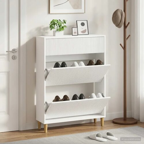  Ormar za cipele ARNHEM 78 x 24 x 103 cm Konstruirano drvo - Bijela Cijene