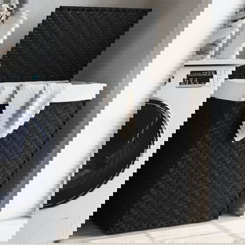 vidaXL Košara za rublje s poklopcem crna 46 x 33 x 60 cm od poliratana Cijene