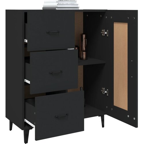  Komoda crna 69,5 x 34 x 90 cm od konstruiranog drva Slike