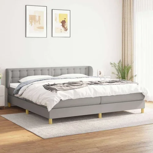  Box spring postelja z vzmetnico svetlo siva 200x200 cm blago, (20898847)
