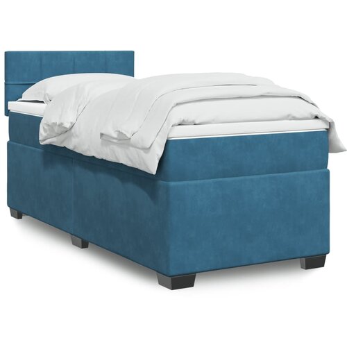 The Living Store Box spring postelja z vzmetnico temno moder 90x190 cm žamet - Box Spring Postelja, (21488867) Slike