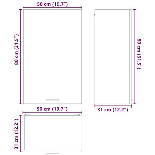 VidaXL viseći ormarić riga umjetnički hrast i bijela 50 x 31 x 80 cm Slike
